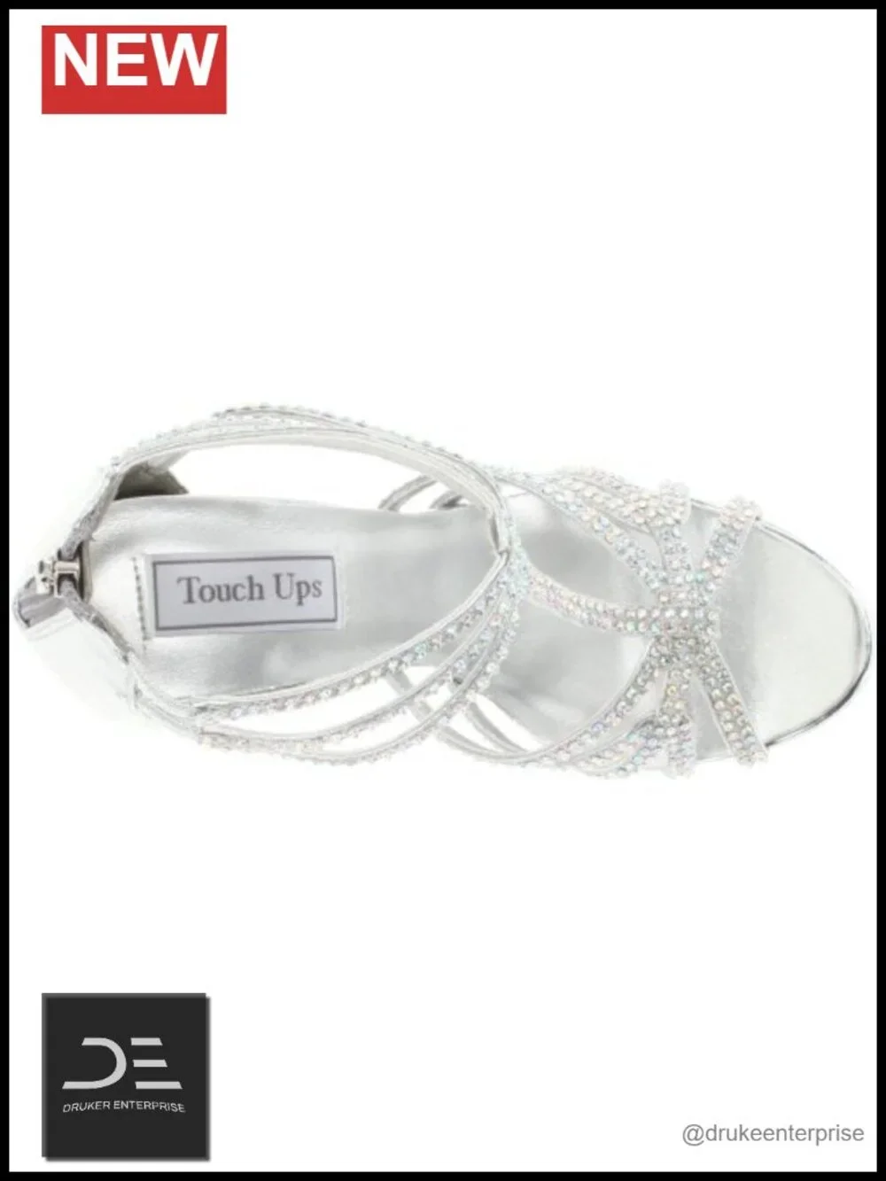 Glitter Rhinestone T-Strap Platform Heel Open Toe Prom Sandal